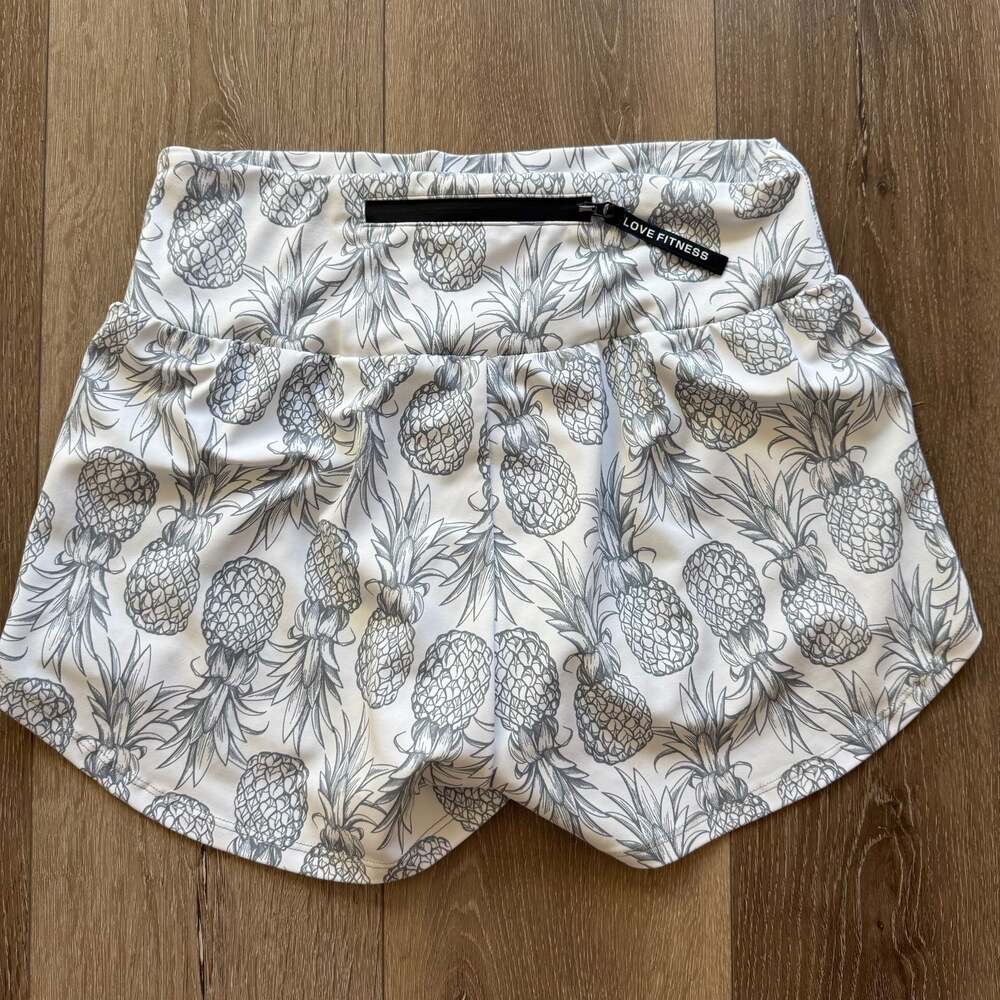 Love Fitness Pineapple Runners White Athletic Shorts - Picture 3 of 4